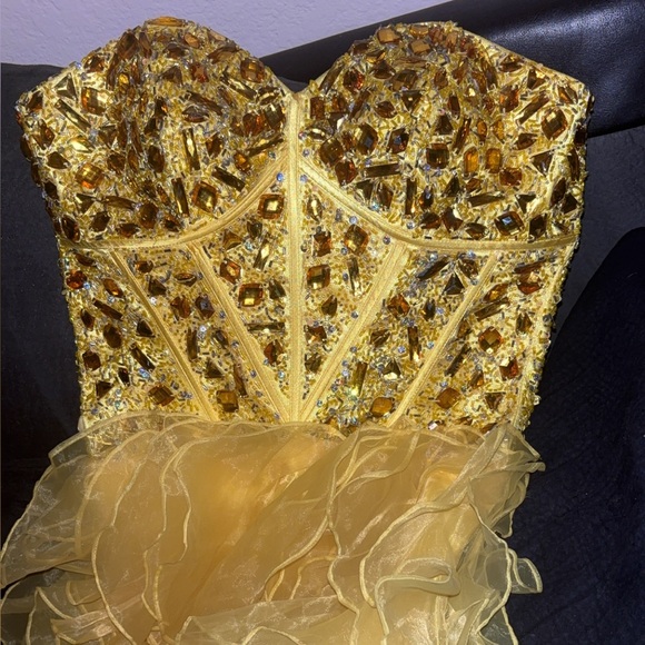Cinderella Gold Embellished Prom Dress Cinderella Gold Embellished Prom Dress